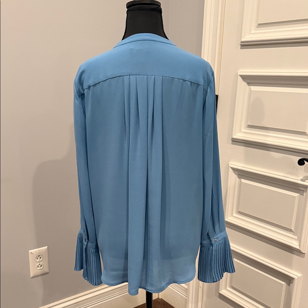 Ann Taylor Factory Sky Blue Pleated Cuff Blouse - Picture 5 of 6